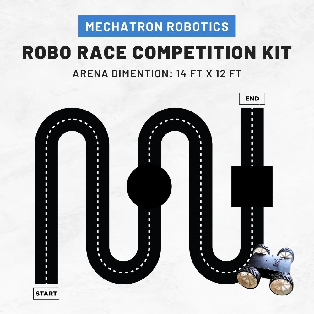 Mechatron Robotics Robo Race competition track — arena dimension 14 ft x 12 ft